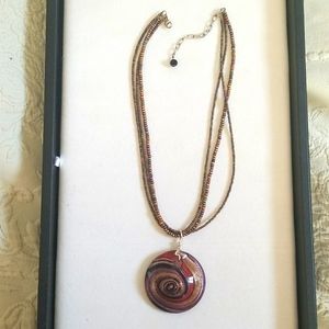 15/$25 Fun Seed Bead and Glass Pendant Necklace